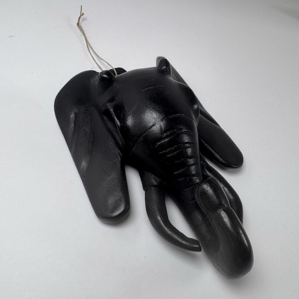 Disney Animal Kingdom Hand-Carved Elephant Mask Black Wood Wall Decor 9"